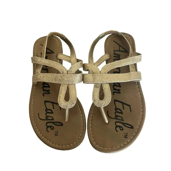 American Eagle Gold Sandals Size 6.5 - Picture 2 of 3